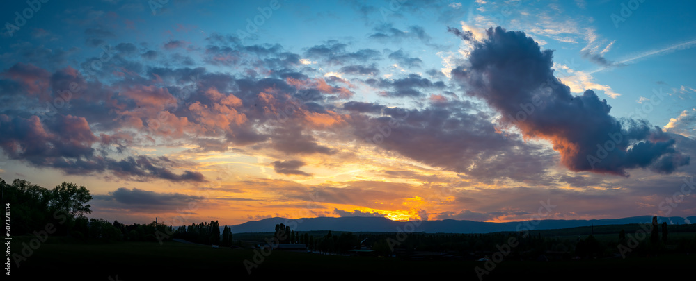 Colorfull sunset panorama