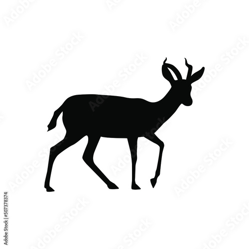 A collection of silhouettes of African animals. Giraffe, elephant, antelope, rhino, camel, leopard, gazelle, mountain goat, leopard. Vector illustration.