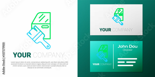Line Car painting icon isolated on white background. Car body repair process. Colorful outline concept. Vector
