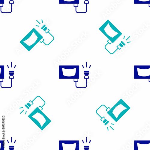 Blue Ultrasound icon isolated seamless pattern on white background. Medical equipment. Vector