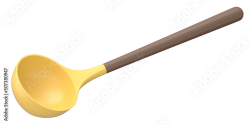 Silicon soup ladle or kitchen utensils on white background.