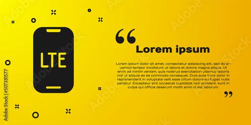 Black LTE network icon isolated on yellow background. Vector