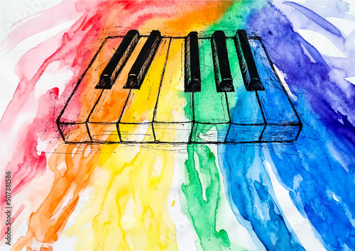 Piano keys Rainbow colors