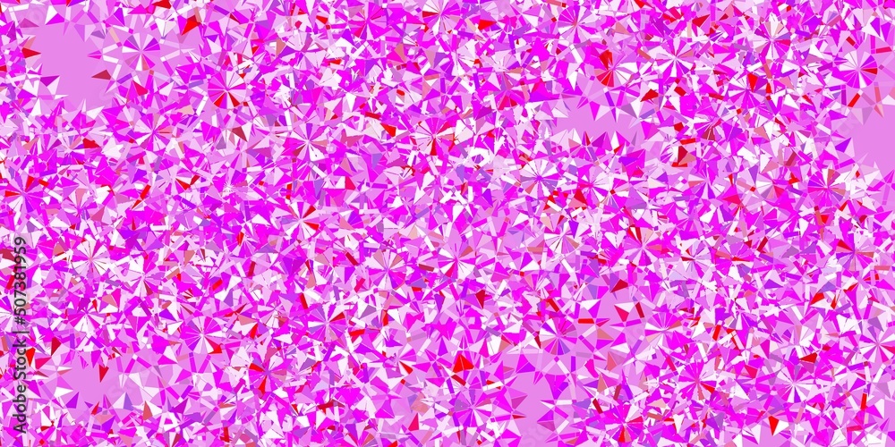 Light pink, red vector texture with bright snowflakes.