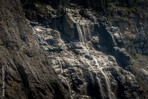 Water cascading over Cirrus Mountain Weeping Wall Banff National Park Alberta Canada