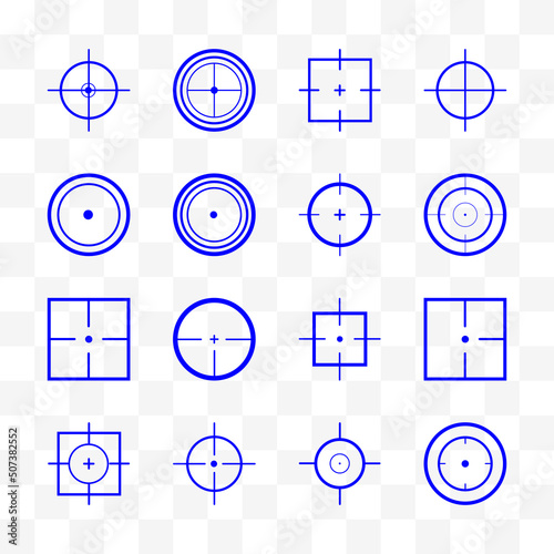 Set of Target aim, crosshair and sight symbol. Sniper rifle aim isolated on a background. Sight military isolated. Vector illustration.