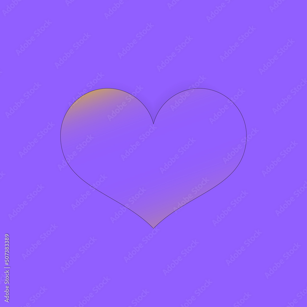 heart on a purple background with a depth effect with a gradient, background for a postcard