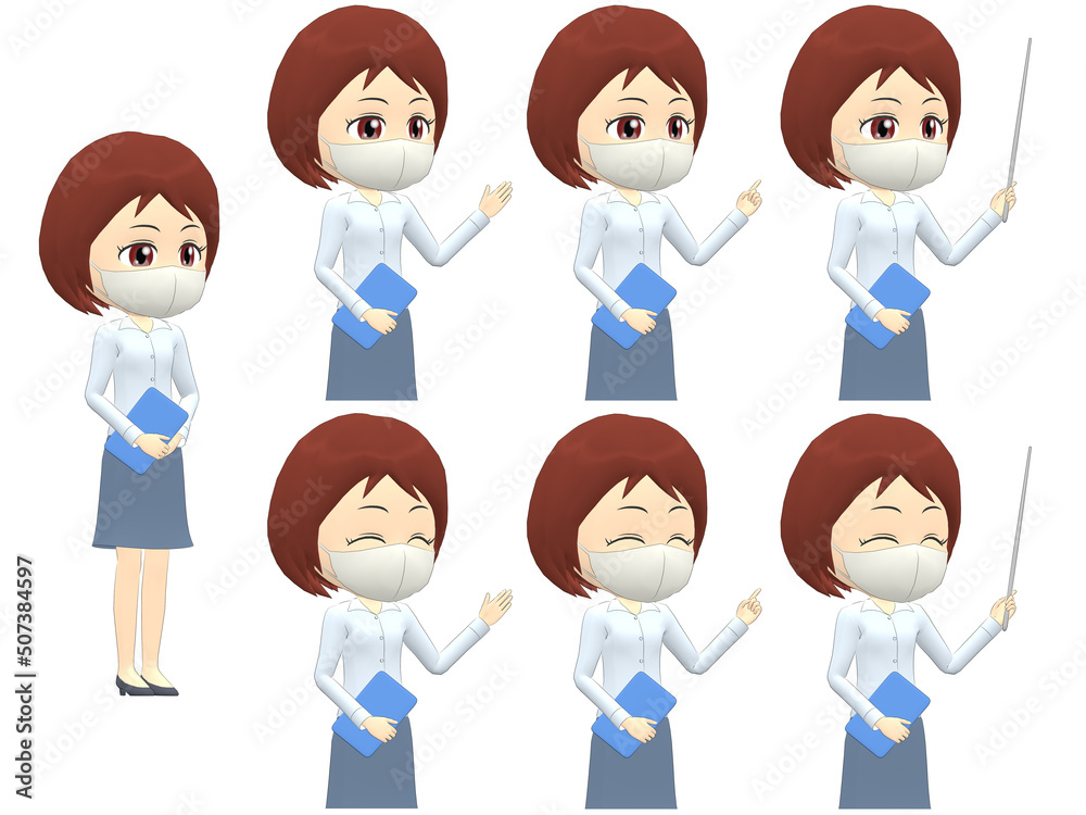 [Presentation B] Woman shirts bob haircut oblique angle