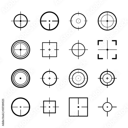 Set of Target aim, crosshair and sight symbol. Sniper rifle aim isolated on a background. Sight military isolated. Vector illustration.