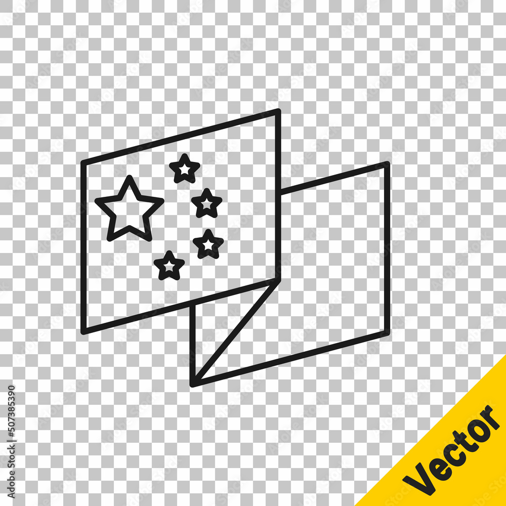 Obraz premium Black line China flag icon isolated on transparent background. Vector