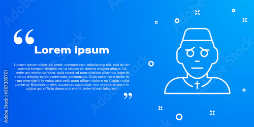 White line Priest icon isolated on blue background. Vector