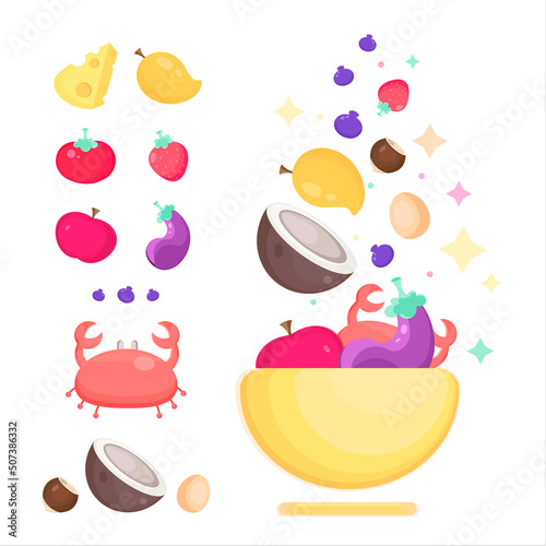 healthy food plate, salad, healthy food set