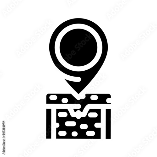geolocation treasure glyph icon vector. geolocation treasure sign. isolated contour symbol black illustration
