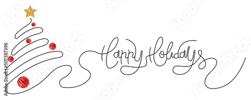 Merry Christmas tree and happy holidays greeting card. Celebration Background