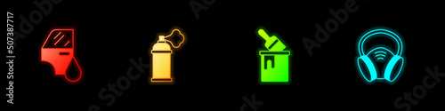 Set Car painting, Paint spray can, bucket with brush and Gas mask icon. Vector