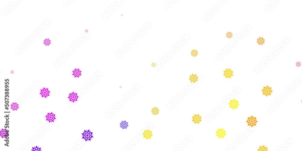 Light blue, yellow vector template with ice snowflakes.