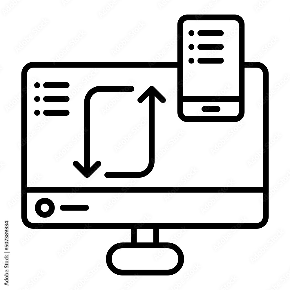 sync icon on smartphone and computer