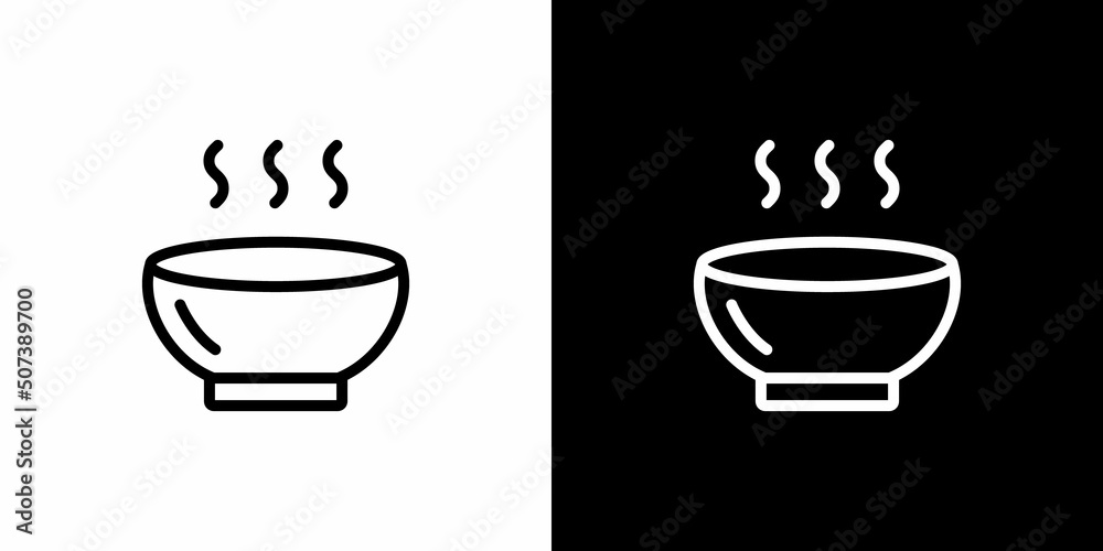 Bowl, hot ramen, soup icon vector in line style Bowl, hot ramen, soup icon vector in line style