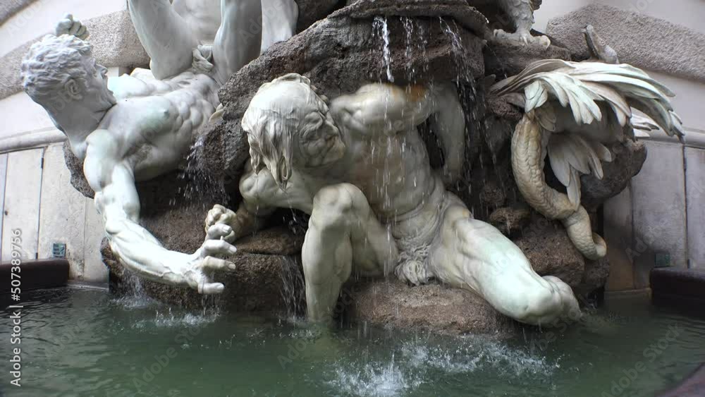 A magnificent fountain at the gate of the Hofburg Palace. Vienna. Austria. 4K. A magnificent fountain at the gate of the Hofburg Palace. Vienna. Austria. 4K.