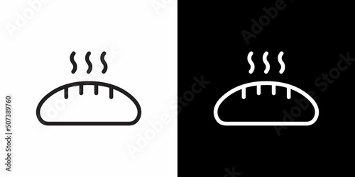 Hot bread, loaf, bakery icon vector in line style