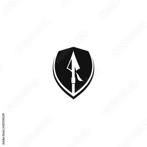 shield with spear logo vector icon illustration