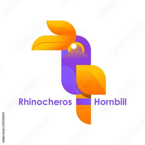 Rhinocheros Hornbill Metric Bird Logo photo