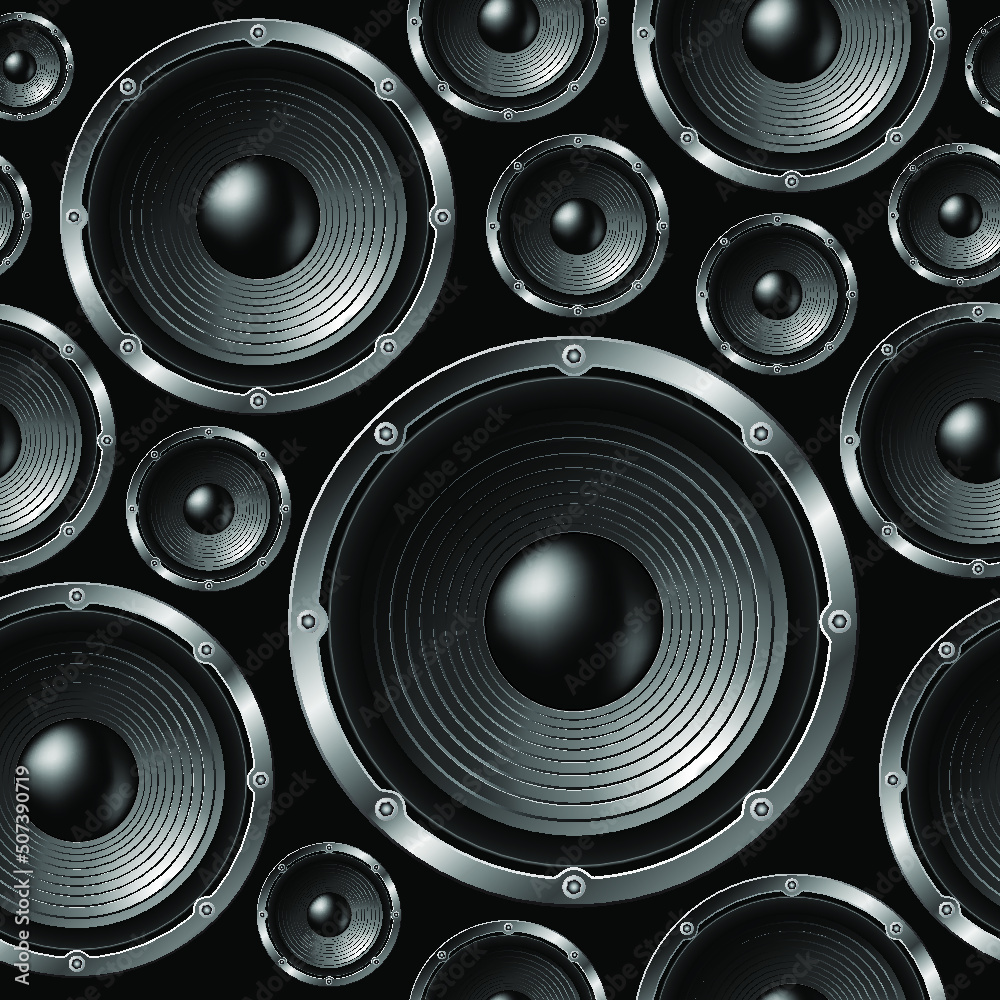 Speakers seamless background - vector pattern for continuous replicate.