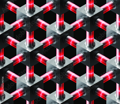 Crystalline red-hot seamless pattern - vector background for continuous replicate.