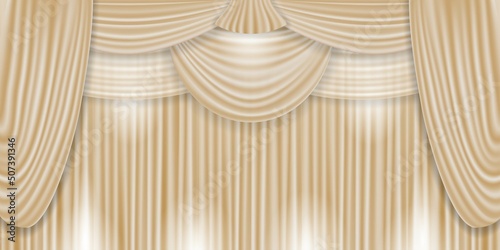 Gold product background stand or podium pedestal on luxury advertising display with blank backdrops. 3D rendering.