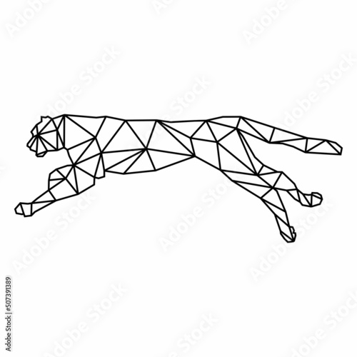 Vector abstract illustration of jumping puma cheetah leopard cougar