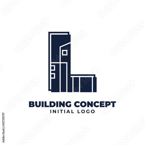 letter L with building object initial vector logo design suitable for real estate and property business