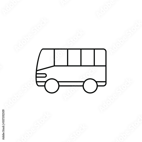 Bus, Autobus, Public, Transportation Thin Line Icon Vector Illustration Logo Template. Suitable For Many Purposes.