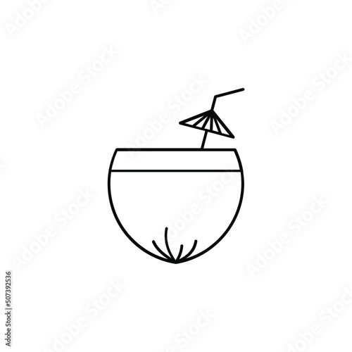 Coconut Drink, Juice Thin Line Icon Vector Illustration Logo Template. Suitable For Many Purposes.