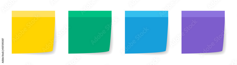 Set of colorful vector blank post-it notes isolated on white - obrazy, fototapety, plakaty 