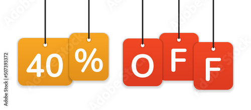 40% OFF promotion offer. Special discount price label vector illustration
