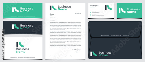 IA or IAC logo with stationery, business card and social media banner designs photo
