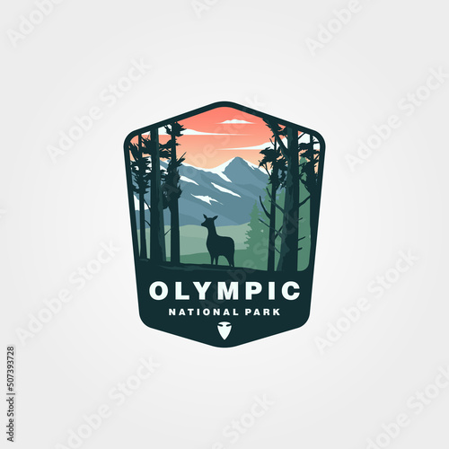 vector of olympic national park logo patch symbol illustration design, american national park emblem design