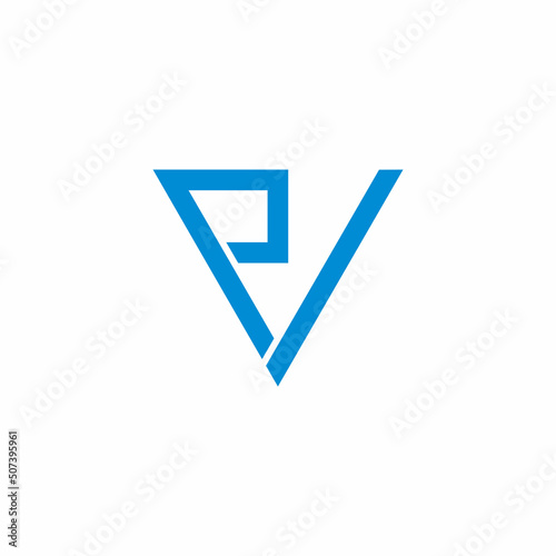 letter pv simple linked line geometric logo vector