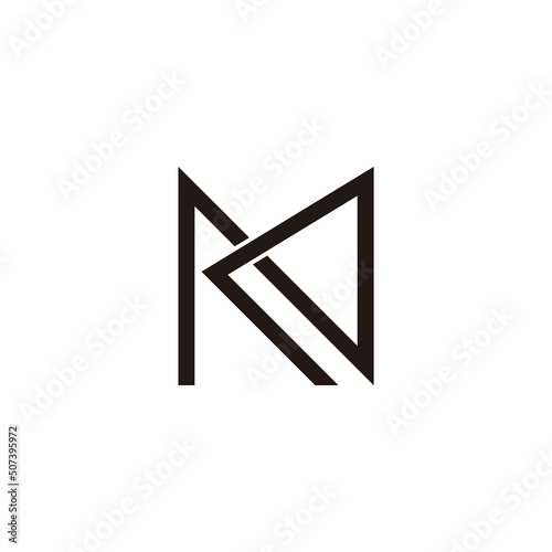 letter kn simple overlap line logo vector