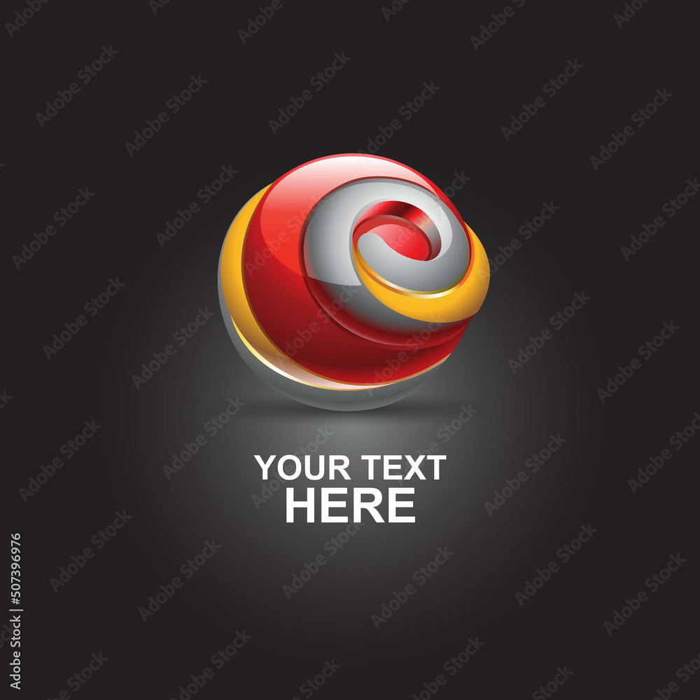 abstract 3d logo round shape letter e abstract 3d logo round shape letter e