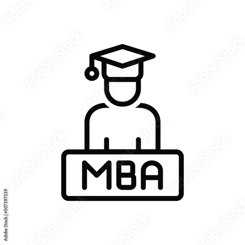 Black line icon for mba academic