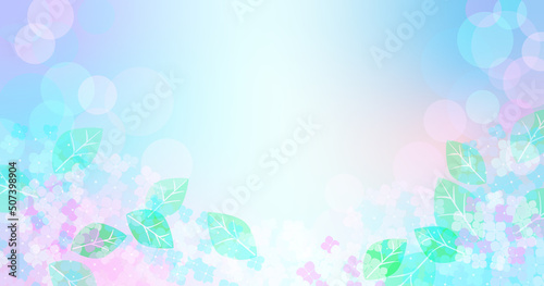 梅雨の幻想的な紫陽花のバナー背景素材