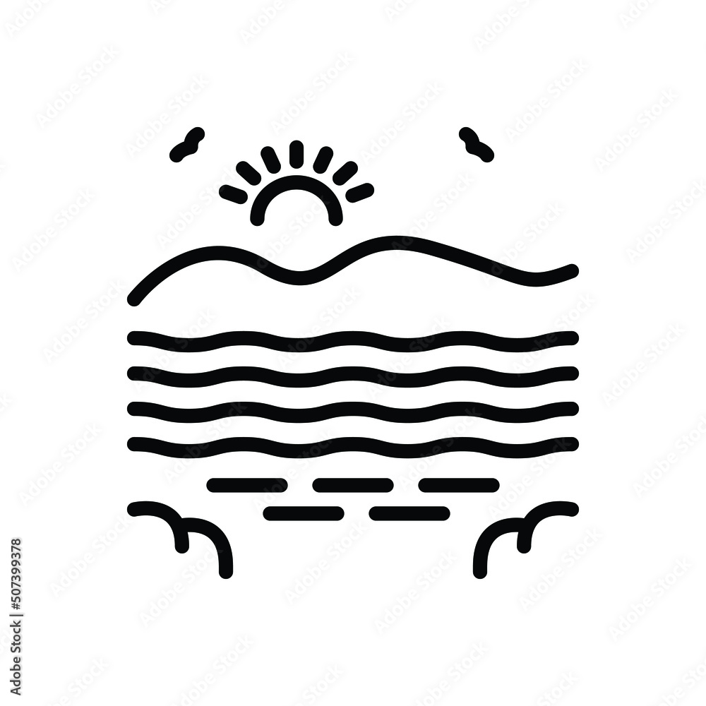 Fototapeta premium Black line icon for coastal