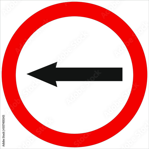 Mandatory crossing opposite arrow. Traffic sign indicating obligatory passage, opposite