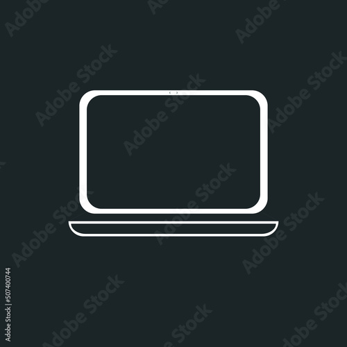 Vector image of a white laptop on a black background