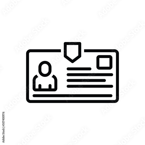 Black line icon for ids card