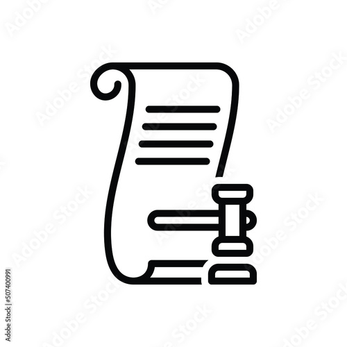 Black line icon for lawsuit