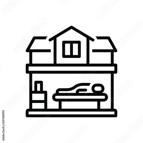 Black line icon for lodging