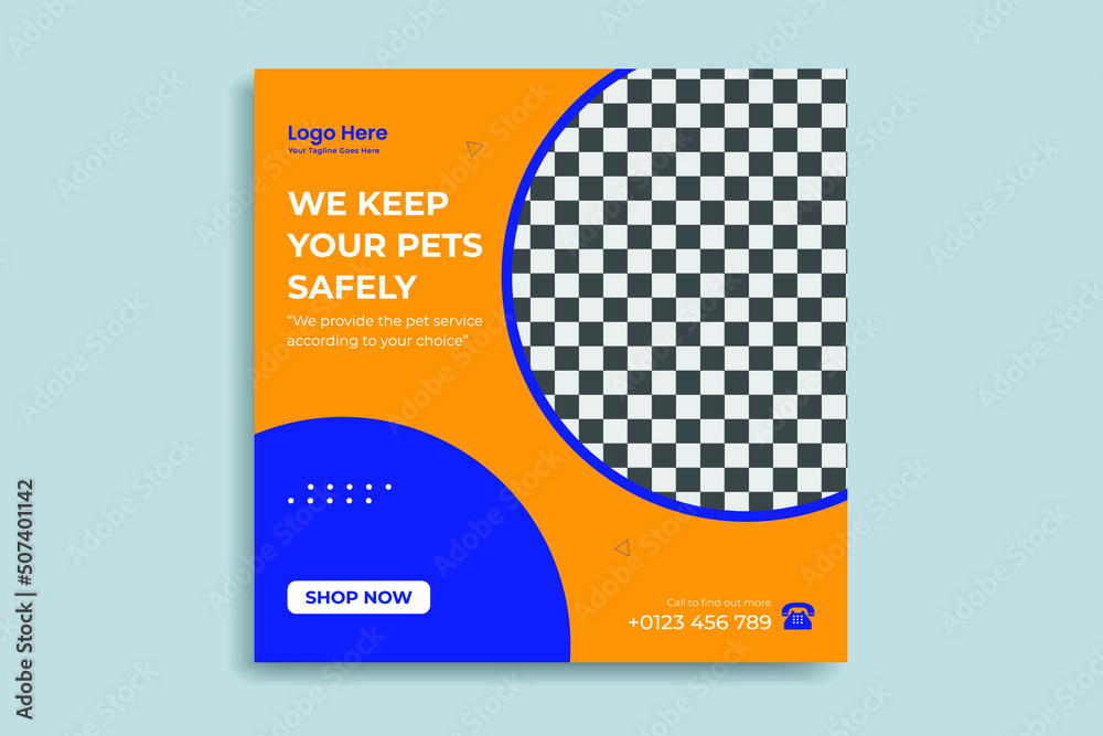 Pet Social Media post, pet web banner design template Pet Social Media post, pet web banner design template