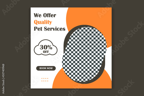 Pet Social Media Cpost,  pet web banner design template photo